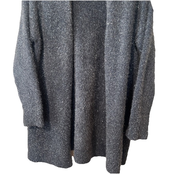 Lane‎ Bryant Eye Lash Glitter Cardigan Sweater Women 10/12 Gray Open Front EUC - Picture 3 of 9